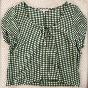 Madewell Green Gingham Top